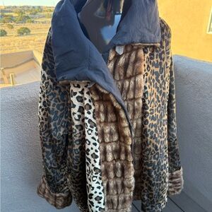 Ivan Grundahl Copenhagen Reversible Leopard Print & Faux Fur Coat SZ 40 US 12
